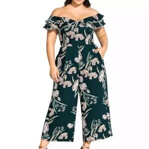 City Chic Field Green Jumpsuit